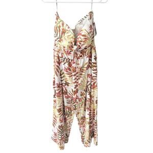 No Boundaries White Tropical Floral Jumpsuit - Juniors (XXXL/21)